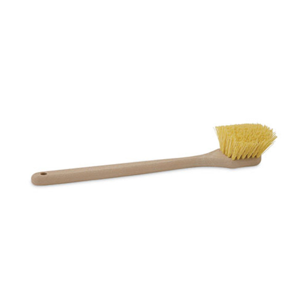 Utility Brush, Cream Polypropylene Bristles, 5.5" Brush, 14.5" Tan Plastic Handle