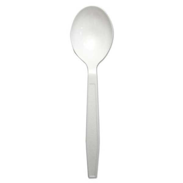 Heavyweight Polypropylene Cutlery, Soup Spoon, Plastic, White, 1,000/carton