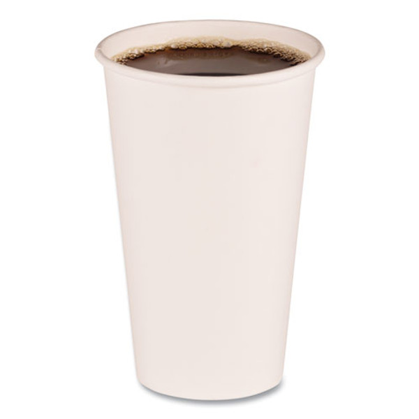 Paper Hot Cups, 16 Oz, White, 20 Cups/sleeve, 50 Sleeves/carton