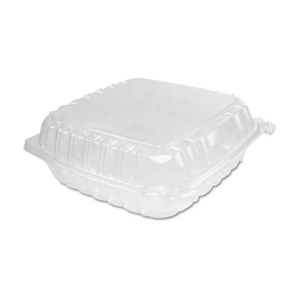 Clearseal Hinged-lid Plastic Containers, 9.3 X 8.8 X 3, Clear, Plastic, 100/bag, 2 Bags/carton