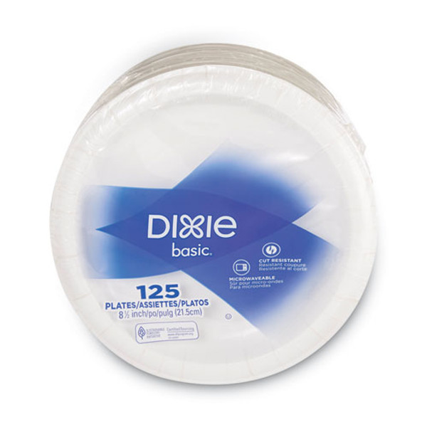 Paper Dinnerware, Plate, 8.5" Dia, White, 125/pack