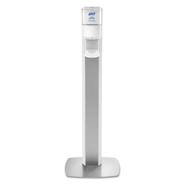 Messenger Es6 Floor Stand With Dispenser, 1,200 Ml, 13.16 X 16.63 X 51.57, Silver/white