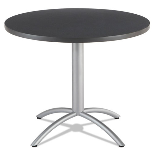 Cafeworks Table, Cafe-height, Round, 36" X 30", Graphite Granite Top, Silver Base