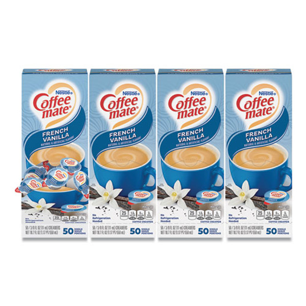 Liquid Coffee Creamer, French Vanilla, 0.38 Oz Mini Cups, 50/box, 4 Boxes/carton, 200 Total/carton