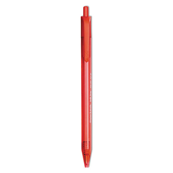 Inkjoy 100 Rt Ballpoint Pen, Retractable, Medium 1 Mm, Red Ink, Translucent Red Barrel, Dozen