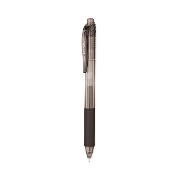 Energel-x Gel Pen, Retractable, Fine 0.5 Mm, Black Ink, Clear/black Barrel, 24/pack