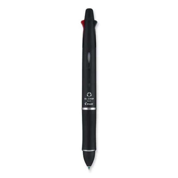 Dr. Grip 4 + 1 Multi-color Ballpoint Pen/pencil, Retractable, 0.7 Mm Pen/0.5mm Pencil, Black/blue/green/red Ink, Black Barrel