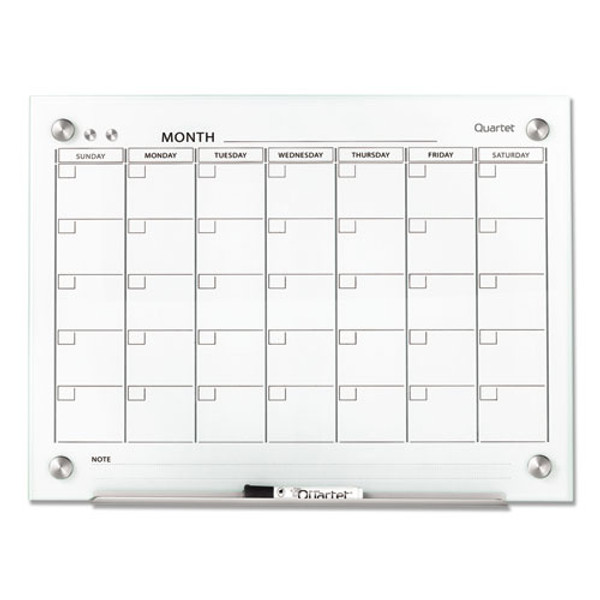 Infinity Magnetic Glass Calendar Board, One Month, 24 X 18, White Surface