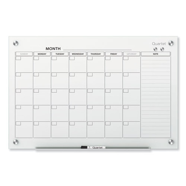 Infinity Magnetic Glass Calendar Board, Monthly Planning/scheduling, 36" X 24", White Surface