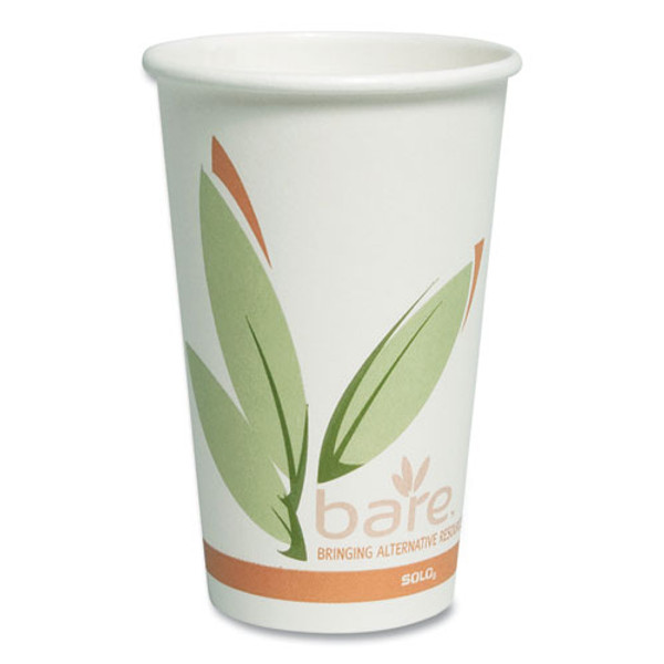 Bare Eco-forward Recycled Content Pcf Paper Hot Cups, 16 Oz, Green/white/beige, 1,000/carton