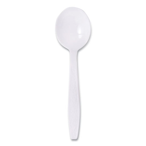 Guildware Extra Heavyweight Plastic Cutlery, Soup Spoons, White, 1,000/carton