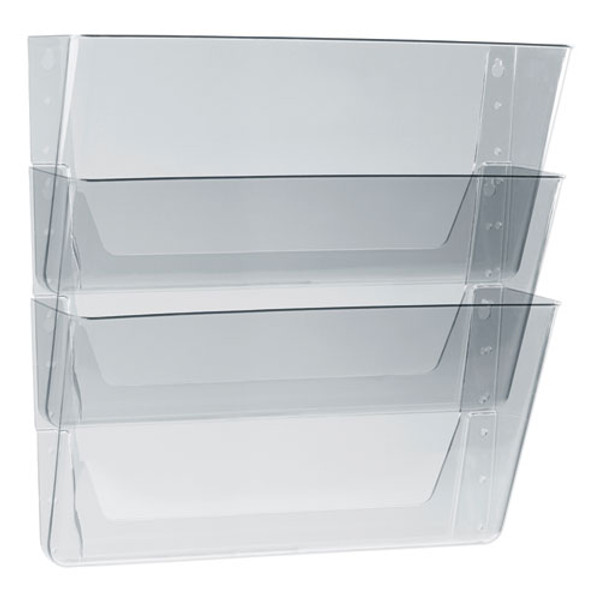 Wall File, 3 Sections, Legal Size 16" X 4" X 14", Clear, 3/set