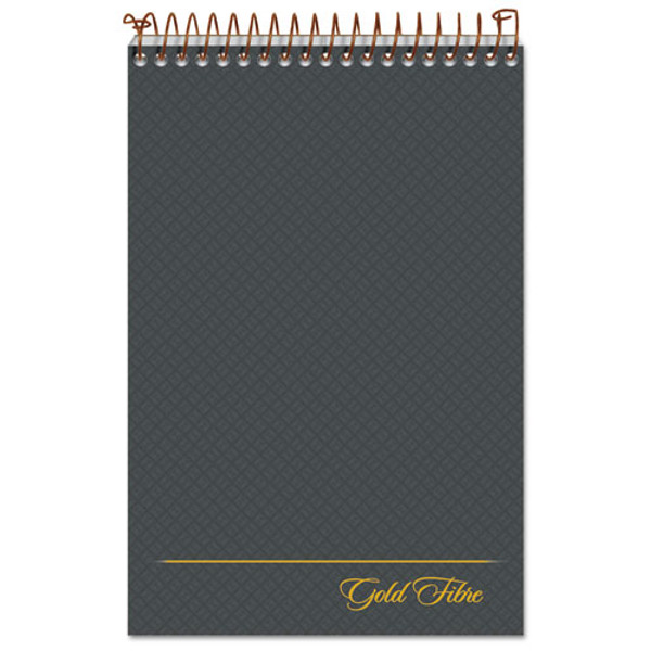 TOP20808 Gold Fibre Steno Pads, Gregg Rule, Designer Diamond Pattern Gray/gold Cover, 100 White 6 X 9 Sheets