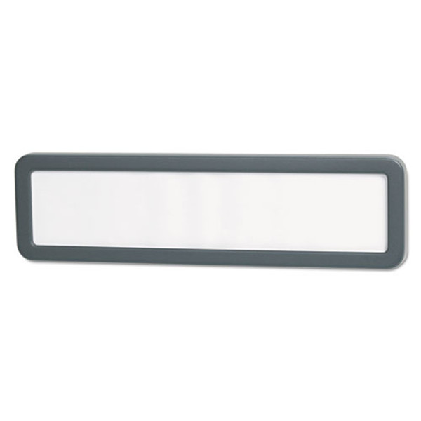 Recycled Cubicle Nameplate With Rounded Corners, 9 X 2.5, Charcoal