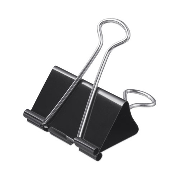 Binder Clips With Storage Tub, Large, Black/silver, 12/pack