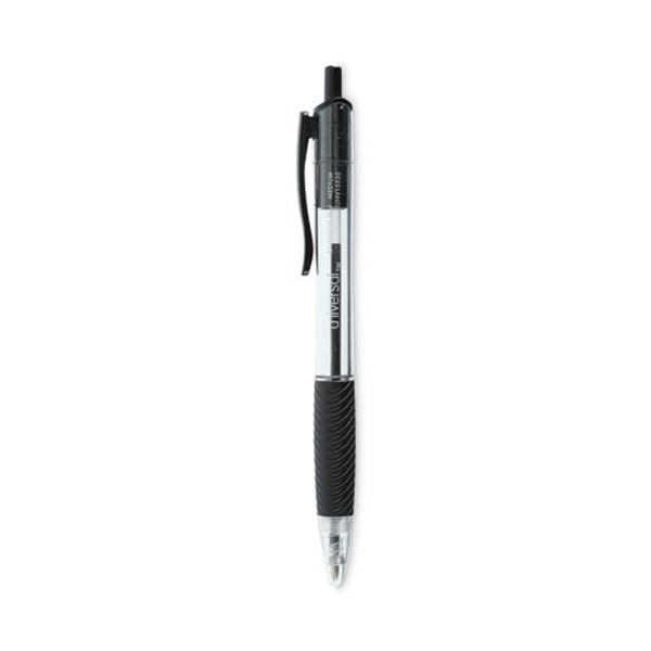 Comfort Grip Ballpoint Pen, Retractable, Medium 1 Mm, Black Ink, Clear/black Barrel, 48/pack