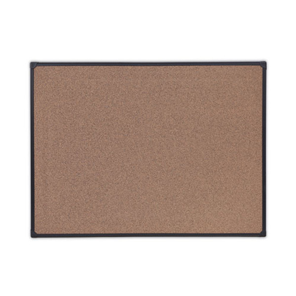 Tech Cork Board, 48 X 36, Brown Surface, Black Aluminum Frame