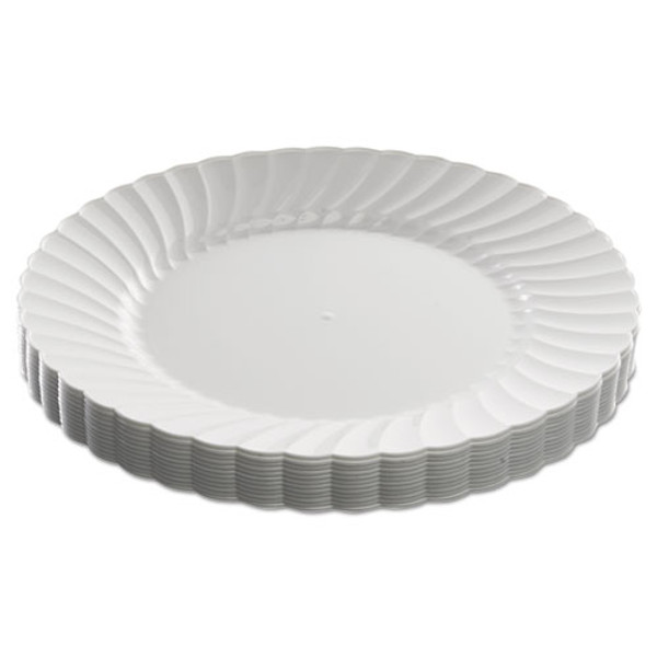 Classicware Plastic Dinnerware Plates, 9" Dia, White, 12/pack
