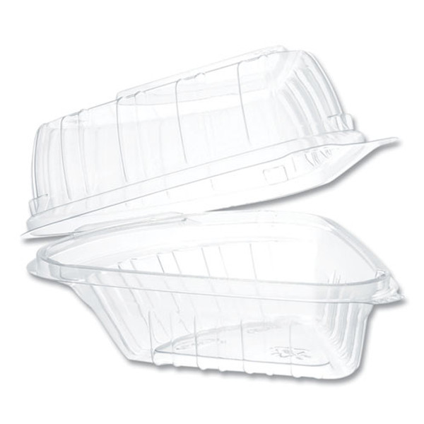 Showtime Clear Hinged Containers, Pie Wedge, 6.67 Oz, 6.1 X 5.6 X 3, Clear, Plastic, 125/pack, 2 Packs/carton