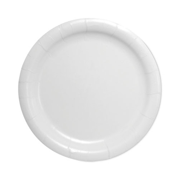 Bare Eco-forward Clay-coated Paper Dinnerware, Proplanet Seal, Plate, 9" Dia, White, 500/carton