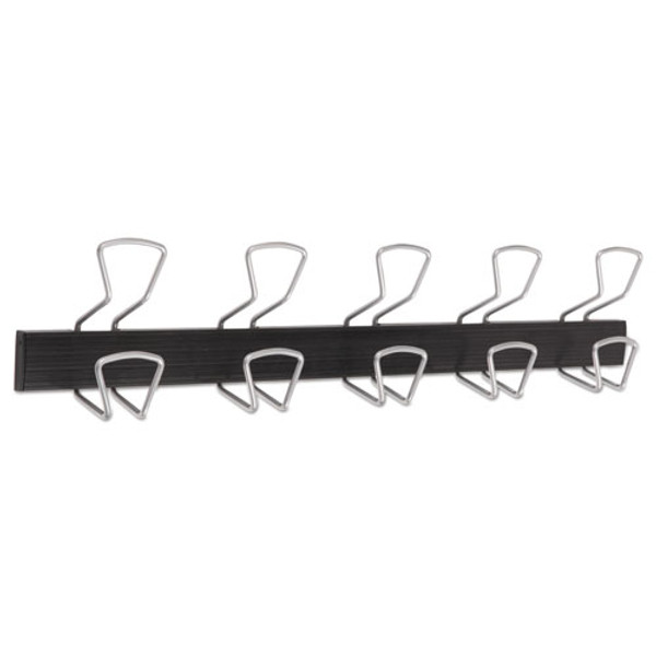 Wall-mount Coat Hooks, 29.92 X 2.95 X 6.45, Metal, Silver, 22 Lb Capacity