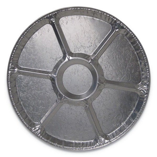 Aluminum Cater Trays, 7 Compartment Lazy Susan, 18" Diameter X 0.94"h, Silver, 50/carton