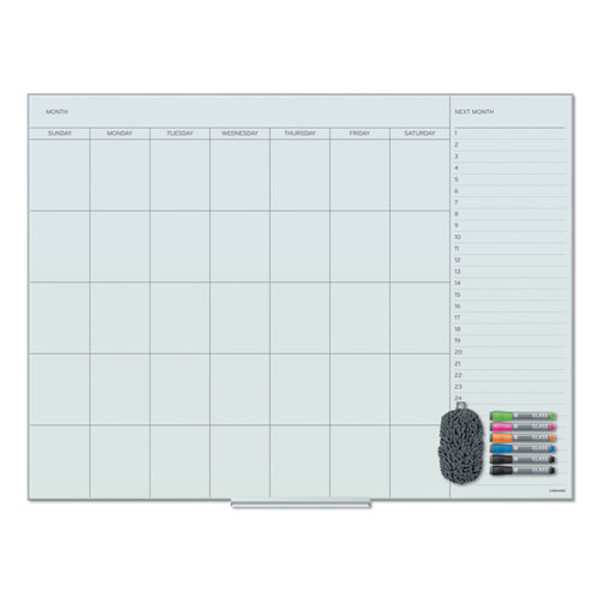 Floating Glass Dry Erase Undated One Month Calendar, 47 X 35, White