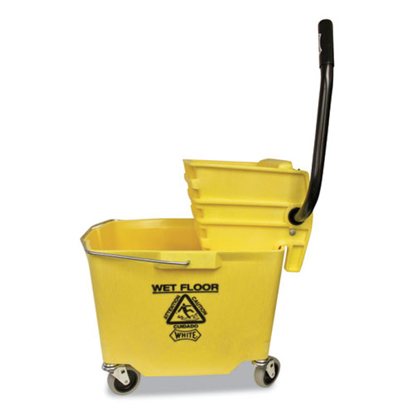 Side-press Squeeze Wringer/plastic Bucket Combo, 12 To 32 Oz, Yellow