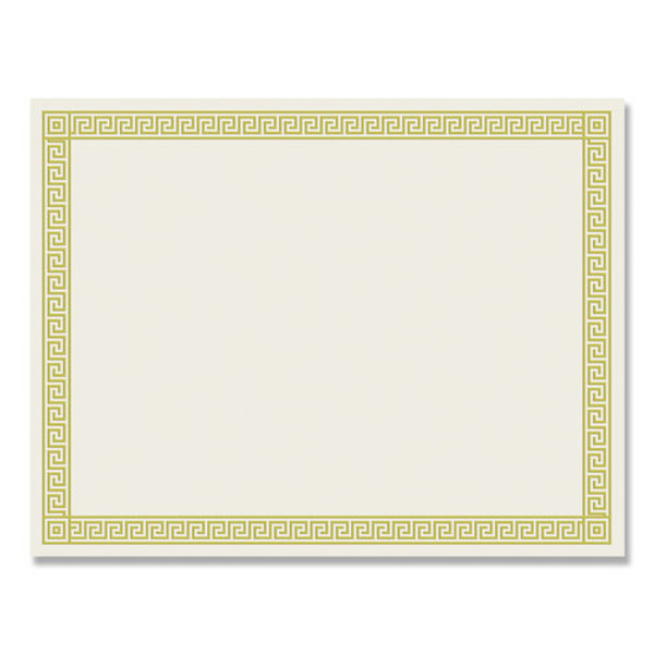 Foil Border Certificates, 8.5 X 11, Ivory/gold With Channel Gold Border, 12/pack