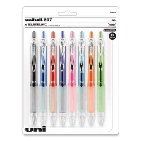 Signo 207 Gel Pen, Retractable, Medium 0.7 Mm, Assorted Ink And Barrel Colors, 8/pack