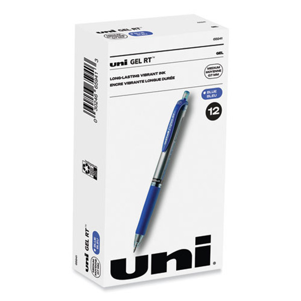 Signo Gel Pen, Retractable, Medium 0.7 Mm, Blue Ink, Silver/blue Barrel, Dozen