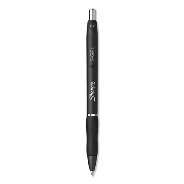 S-gel High-performance Gel Pen, Retractable, Medium 0.7 Mm, Black Ink, Black Barrel, Dozen