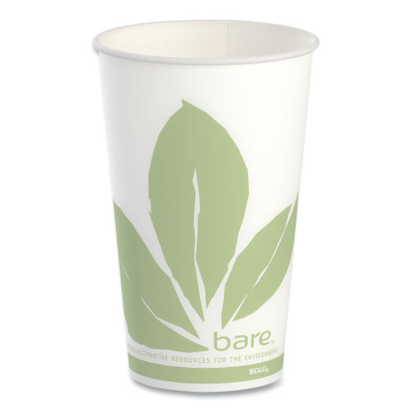 Bare Eco-forward Paper Cold Cups, 16 Oz, Green/white, 100/sleeve 10 Sleeves/carton