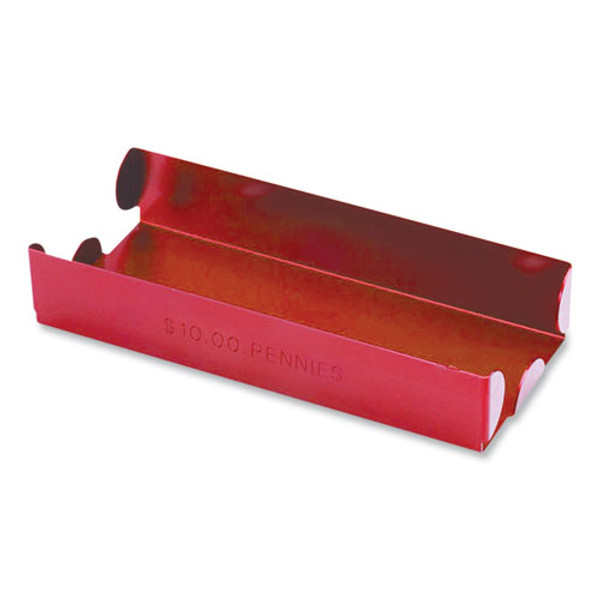 Metal Coin Tray, Pennies, Stackable, 3.5 X 10 X 1.75, Red