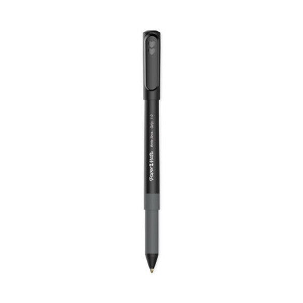 Write Bros. Grip Ballpoint Pen, Stick, Medium 1 Mm, Black Ink, Black Barrel, Dozen