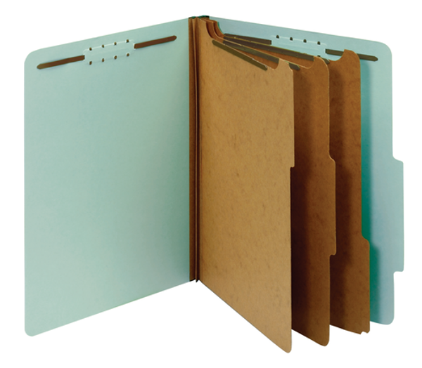 PFX24094 Classification Folders, Standard, 3 Dividers, Embedded Fasteners, 2/5 Cut Tab, Blue, Letter, 10/BX, 5 BX/CT