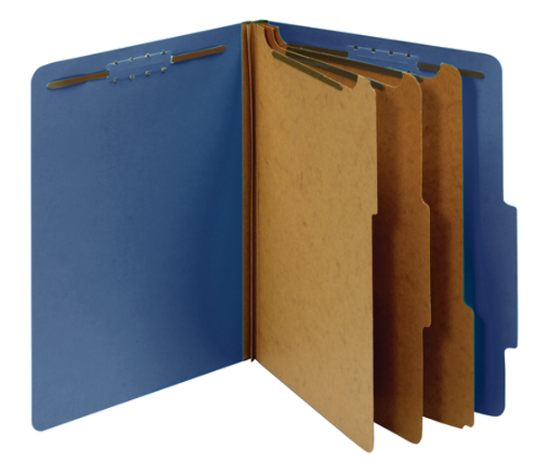 PFX24096 Classification Folders, Standard, 3 Dividers, Embedded Fasteners, 2/5 Cut Tab, Dark Blue, Letter, 10/BX, 5 BX/CT
