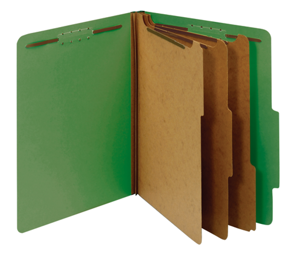 PFX24097 Classification Folders, Standard, 3 Dividers, Embedded Fasteners, 2/5 Cut Tab, Dark Green, Letter, 10/BX, 5 BX/CT