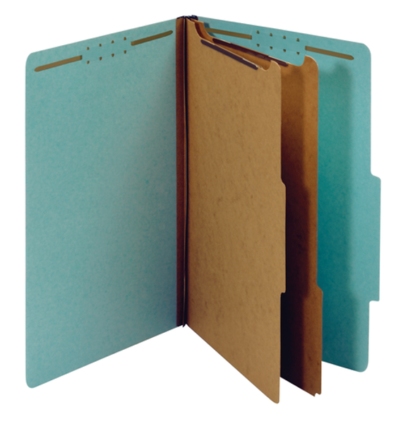 PFX29030R Classification Folders, 100% Recycled, 2 Dividers, Embedded Fasteners, 2/5 Cut Tab, Light Blue, Legal, 10/BX, 5 BX/CT