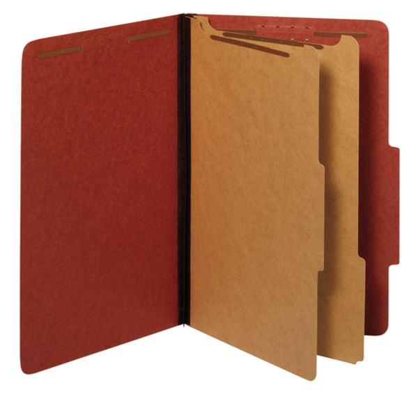 PFX29075R Classification Folders, 100% Recycled, 2 Dividers, Embedded Fasteners, 2/5 Cut Tab, Red, Legal, 10/BX, 5 BX/CT