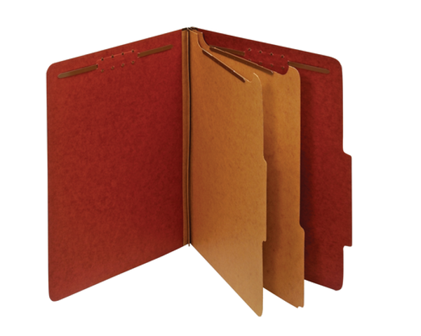 PFX24075R Classification Folders, 100% Recycled, 2 Dividers, Embedded Fasteners, 2/5 Cut Tab, Red, Letter, 10/BX, 5 BX/CT