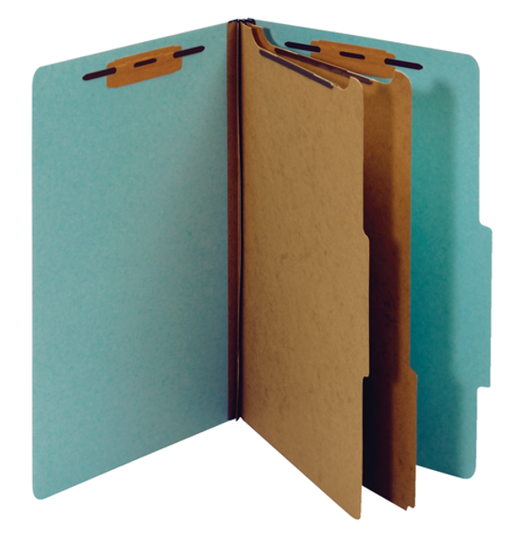 PFXPU64LBL Classification Folders, Standard, 2 Dividers, Bonded Fasteners, 2/5 Cut Tab, Light Blue, Legal,  100 EA/CT