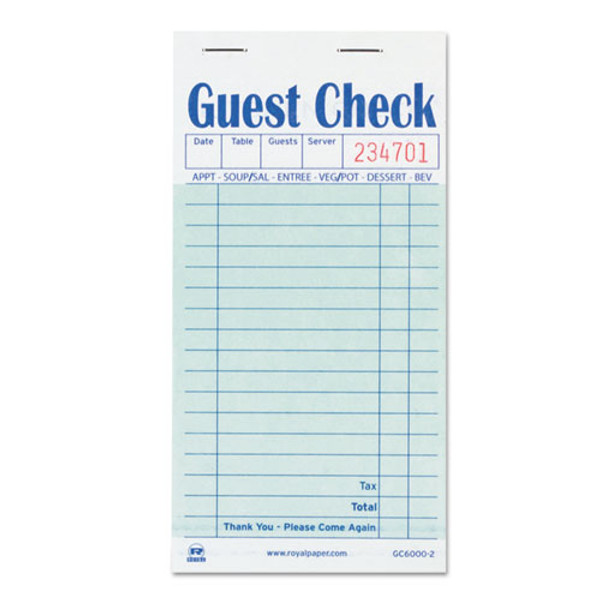 Guest Check Pad, 17 Lines, Two-part Carbon, 3.5 X 6.7, 50 Forms/pad, 50 Pads/carton