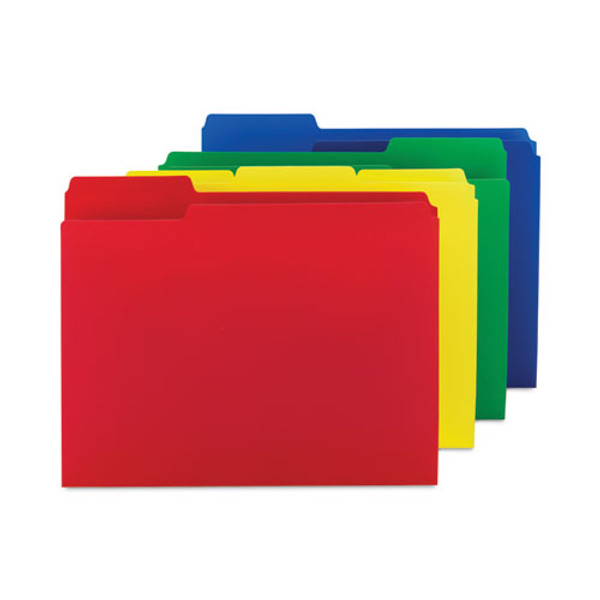 Top Tab Poly Colored File Folders, 1/3-cut Tabs: Assorted, Letter Size, 0.75" Expansion, Assorted Colors,12/pack