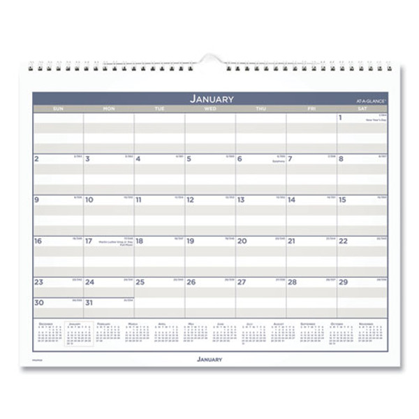 Multi Schedule Wall Calendar, 15 X 12, White/gray Sheets, 12-month (jan To Dec): 2024