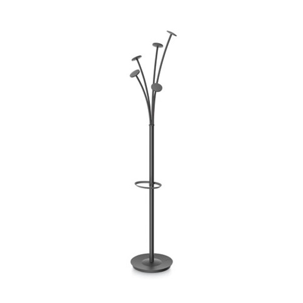 Festival Coat Stand With Umbrella Holder, Five Knobs, 14w X 14d X 73.67h, Black