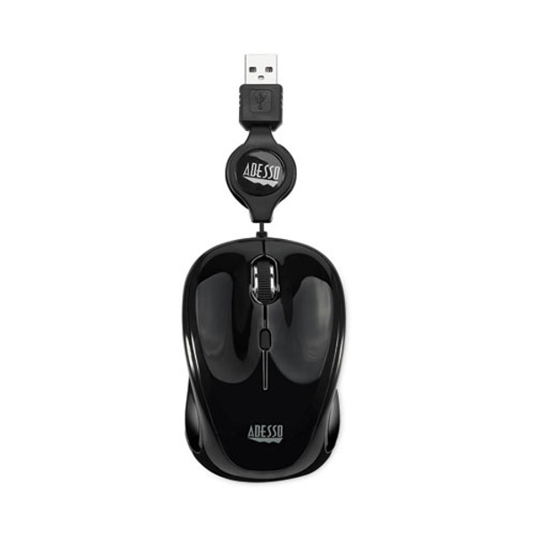 Illuminated Retractable Mouse, Usb 2.0, Left/right Hand Use, Black