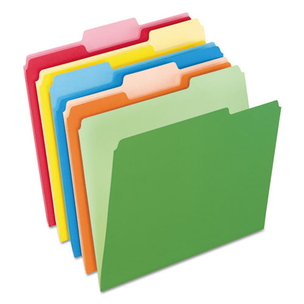 PFX15213ASST Pendaflex® Two-Tone Color File Folders, Letter Size, Assorted Colors, 1/3 Cut, 100/BX