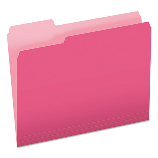 PFX15213PIN Pendaflex® Two-Tone Color File Folders, Letter Size, Pink, 1/3 Cut, 100/BX