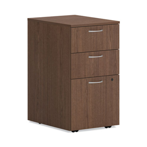 Mod Mobile Pedestal, Left Or Right, 3-drawers: Box/box/file, Legal/letter, Sepia Walnut, 15" X 20" X 28"